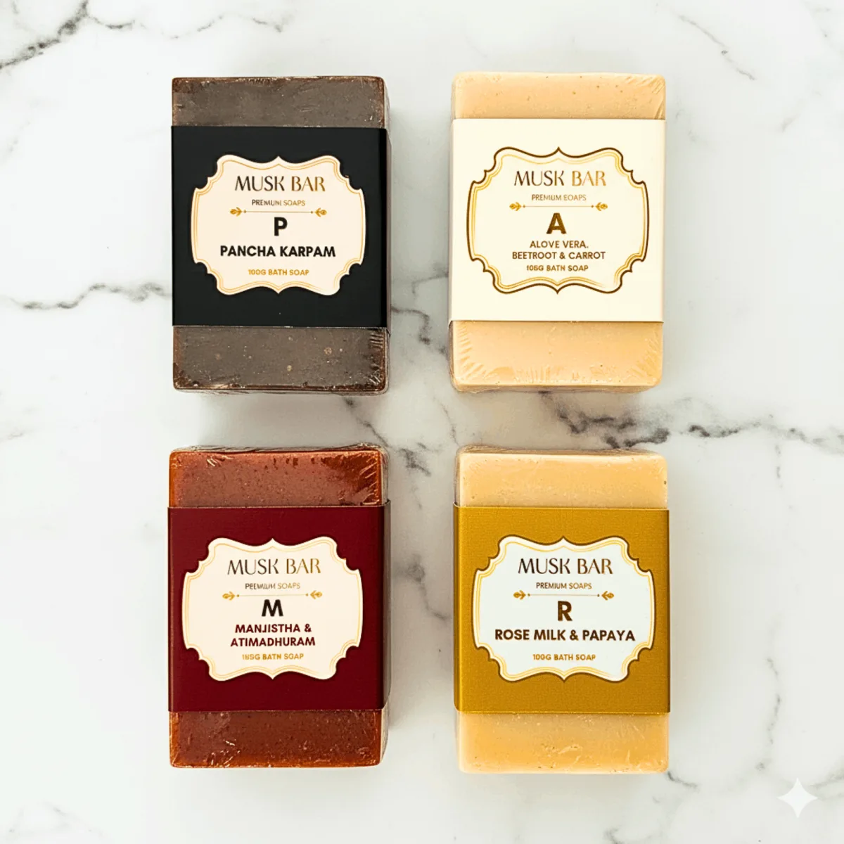 Trial Pack Bathing Soap Musk Bars | 4 Soap Each 1- 100g | Total (400 Gram)